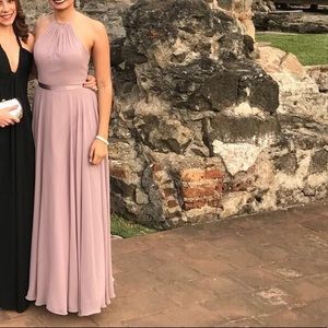 A-Line High-Neck Chiffon Formal Long Dress - Light Purple Color